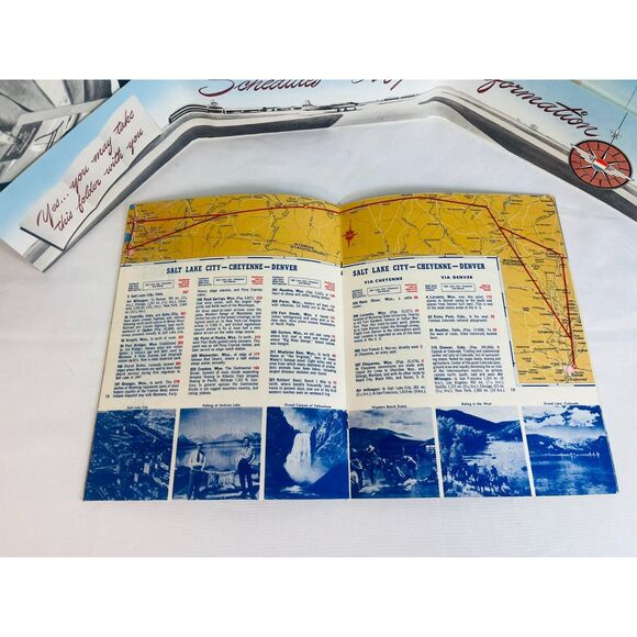 COMPLETE Vintage 1948 United Airline MAINLINER Flight Information Luggage More - Picture 4 of 11
